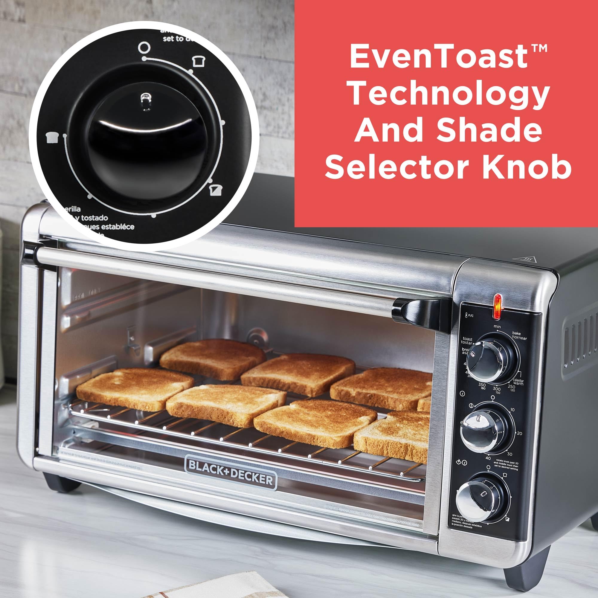 Black+Decker 8-Slice Extra Wide Convection Toaster Oven, Fits 9X13 Oven Pans And 12 Pizza, Bake, Toast, Broil, And Keep Wa